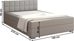 Pat tip BOXSPRING 120x200, taupe gri-maro, FERATA TV KOMFORT