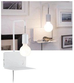 Paulmann 79812 - Lampă de perete CALVANI cu poliță și port USB, 1xE27/40W, 230V, albă