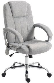 HOMCOM Scaun de Birou Masaj Vibrant și Încălzitor cu Suport pentru Picioare, Scaun Reclinabil 135° de Birou în Velluto cu Brațe și Înălțime Reglabilă pentru Studiu, Gri | Aosom Romania