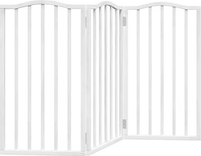 vidaXL Poartă pentru câini pliabilă, 3 panouri, alb, 150 cm, lemn plop