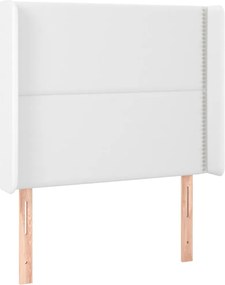 vidaXL Tăblie de pat cu aripioare, alb, 93x16x118/128 cm, piele eco