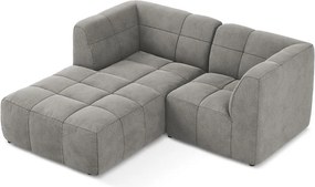 Colțar gri cu tapițerie din catifea (cu colț pe partea stângă/cu șezlong) Aloha – Makamii