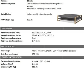 Masuta de cafea design LUX Guinness 150x150cm