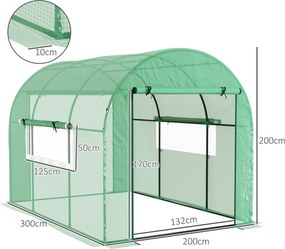 Outsunny Seră tip Tunel Walk-In 300 x 200 cm - Verde | Aosom Romania