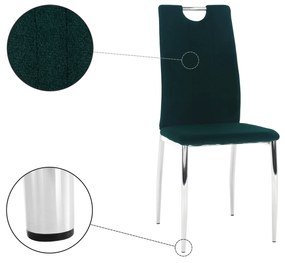 Scaun de masă, ţesătură de catifea smarald / crom, OLIVA NEW