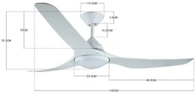 Ventilator LED de tavan Lucci air 213096 MARINER LED/15W/230V alb + telecomandă