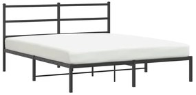 Cadru de pat metalic cu tablie, negru, 160x200 cm