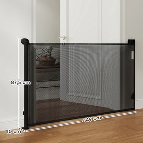 PawHut Barieră pentru câini retractabilă 0-140 cm Barieră de siguranță cu comutator de blocare pentru uși și scări Negru | Aosom Romania