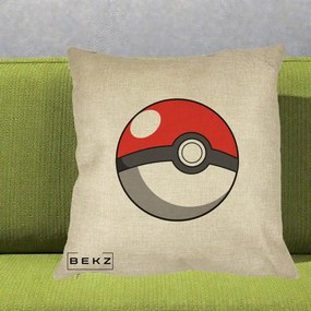 Perna Personalizata Pokeball Rosie, 40x40 cm, Crem, Husa Detasabila, Perna Inclusa, BEKZ®
