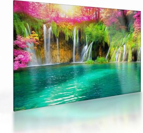 Tablou pe sticlă - Cascada, Lacurile Plitvice, Croația (70x50 cm)