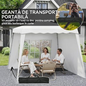 Outsunny Pavilion Pliabil UV50+ cu 2 Părți Laterale Stâlpi Oblici Geantă Transport | Aosom Romania