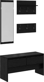 vidaXL Set mobilier hol cu sertar 4 pcs Stejar Negru Lemn compozit