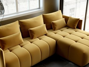 Colțar extensibil dumonde cu ladă de depozitare si sezut confortabil din spuma high-density, Malta Royal Muștar II 235x185 cm