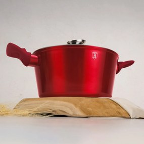 Set de oale si tigai cu capace, marmorate, 18 piese Burgundy Metalic Line Berlinger Haus BH 7035