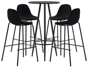 vidaXL Set mobilier de bar, 5 piese, negru, material textil