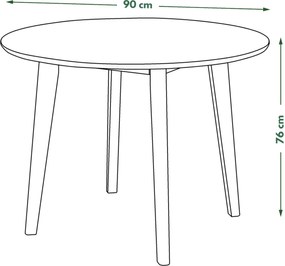 MAZZONI EXPORT ROXY Stejar natural - MASĂ ROTUNDĂ DE LEMN PENTRU BUCĂTĂRIE/SUFRAGERIE RETRO