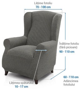 Huse super elastice HARMONIA gri fotoliu clasic (l. 70 - 100 cm)
