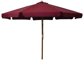 vidaXL Umbrelă de soare de exterior, stâlp lemn, roșu burgund, 330 cm