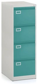 Dosar metalic A4 - 4 sertare, 45,5 x 62 x 132 cm, încuietoare cilindrică, verde - ral 6033