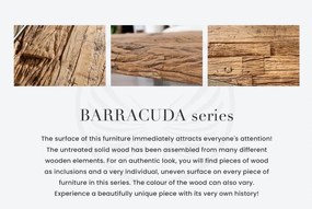 Masuta de cafea, Lemn de Tec, Sticla, Otel Crom, MODERN BAROCK BARRACUDA 100cm