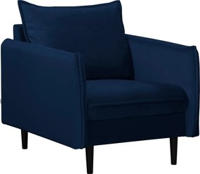 Fotoliu albastru închis cu tapițerie din catifea Juli – Ropez