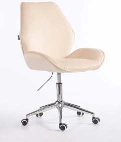 HR350K Scaun Crem din Catifea Bază Cromata