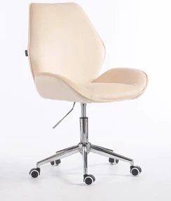 HR350K Scaun Crem din Catifea Bază Cromata