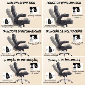 HOMCOM Scaun de Birou Masant Vibrant la 4 Puncte cu Funcție de Dondolo și Încălzire, Scaun de Birou, Scaun pentru Birou în Piele PU cu Brațe Pliabile și Înălțime Reglabilă, Negru | Aosom Romania
