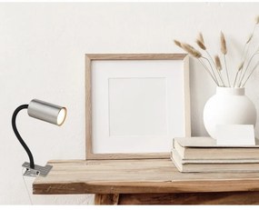 Veioza, lampa de birou cu clema design modern Robby nichel mat