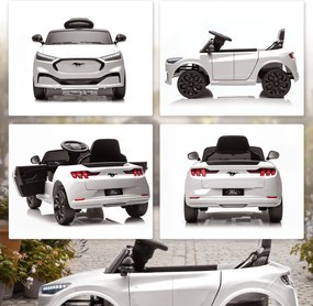 AIYAPLAY Mașină electrică pentru copii Ford Mustang Mach-E sub licență oficială 12 V telecomandă 2,4 G 2 motoare 92x55x44cm alb | Aosom Romania