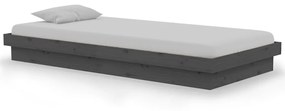 819939 vidaXL Cadru de pat single, gri, 90x190 cm, lemn masiv