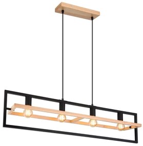 Globo ERICA 15575-4H - lustră pe cablu, 4xE27/40W/230V, negru/bej