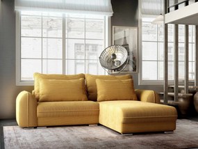 Colțar extensibil dumonde cu ladă de depozitare si sezut confortabil din spuma high-density, Denver Zoom Mustar 275x185 cm II