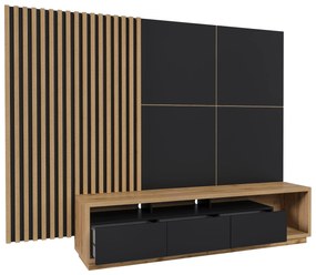 Mobilier living Celcey Typ 10 (Stejar wotan + Negru). 1108325