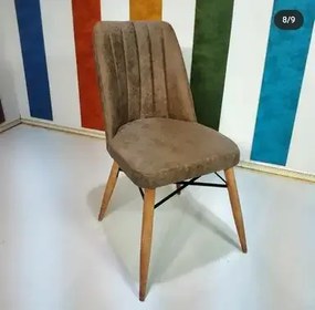 Set masa extensibila cu 4 scaune tapitate Homs cargold 250-30049 nuc-maro 170 x 80 cm