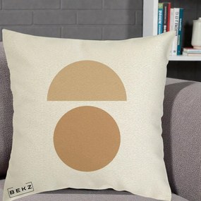 Perna Decorativa Geometric Minimalist Auriu, 40x40 cm, Ecru, Husa Detasabila, Perna Inclusa, BEKZ®