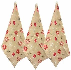 Prosop de bucătărie Home Elements Inimă de Crăciun, 50 x 70 cm, set de 3 buc.