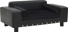 vidaXL Canapea pentru câini, negru, 81x43x31cm, pluș & piele ecologică