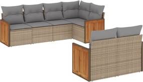 vidaXL Set canapele de grădină, 7 piese, cu perne, bej, poliratan