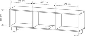 Comodă TV Arlo 150 cm cu trei uși - stejar Vicenza