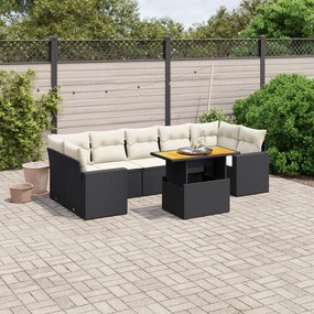 vidaXL Set mobilier de grădină cu perne, 8 piese, negru, poliratan