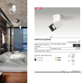 Spot LED aplicat directionabil design modern Santos Square alb ZZ AZ3522