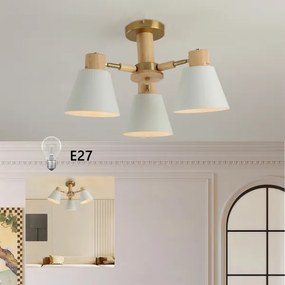 Brilagi - Lustră aplicată LUND WOOD 3xE27/40W/230V Ø 50 cm, lemn de cauciuc