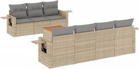 vidaXL Set canapele de grădină, 8 piese, cu perne, bej, poliratan