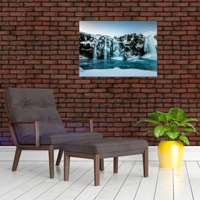 Tablou pe sticlă cu cascade înghețate (70x50 cm)