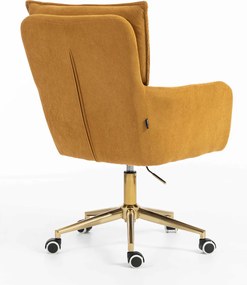 HR250K Scaun Catifea Reiată Premium Ruloare Curry Galben Bază Aurie