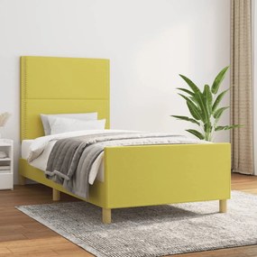 3124951 vidaXL Cadru de pat cu tăblie, verde, 90x200 cm, textil