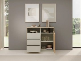 Comodă cu usa si trei sertare, 100x40x91 cm, Atson, ADRK Furniture (Culoare: Stejar / Negru)