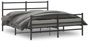 vidaXL Cadru pat metalic cu tăblie de cap/picioare , negru, 150x200 cm
