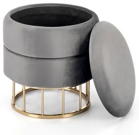 Taburet MINTY d. 37 cm gri/auriu